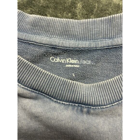 Calvin Klein Jeans Size Large Blue White Logo Long Sleeve Womens Sweater - Picture 2 of 5